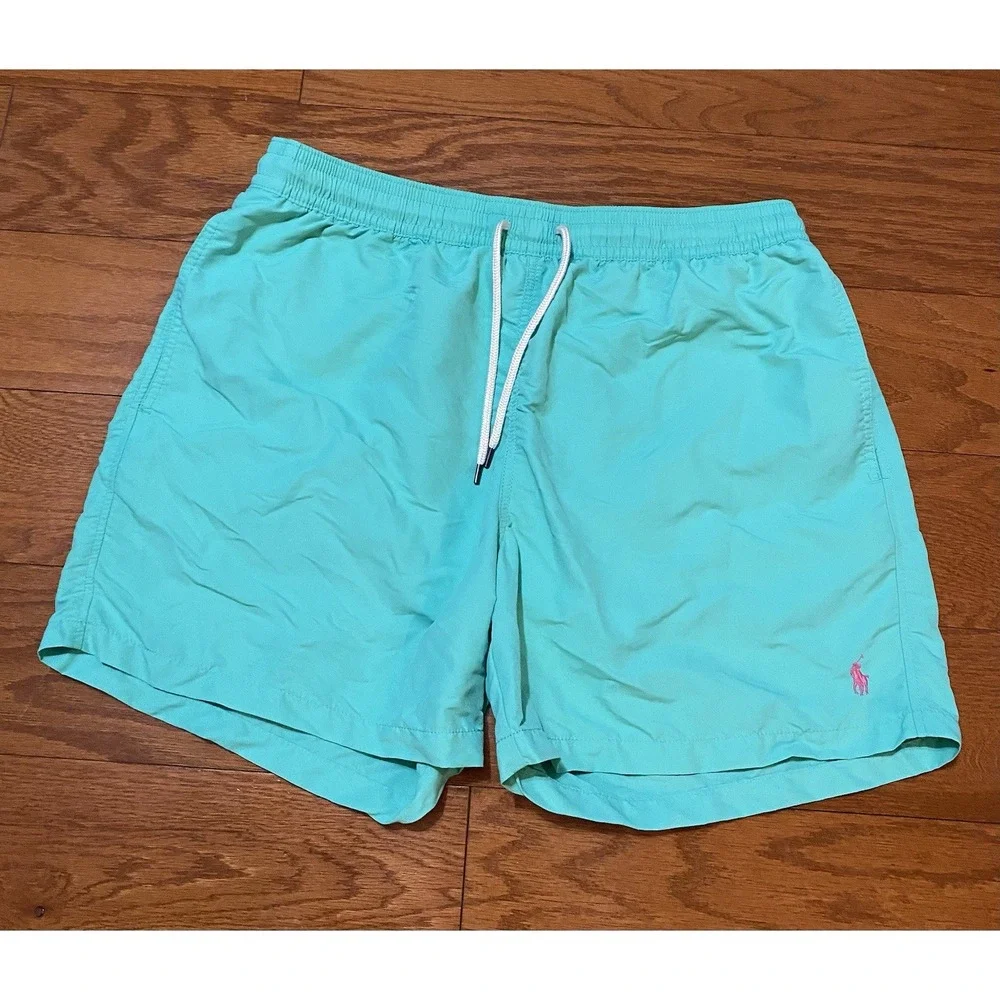 Polo Ralph Lauren Men's XL Mint Green Swim Trunks Mesh‎ Lined Shorts Excellent